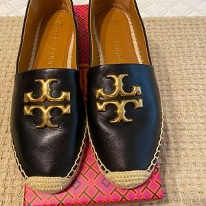 Tory Burch Black and Gold Espadrilles